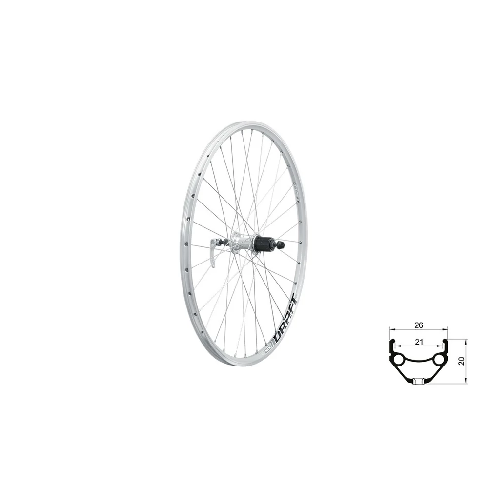 KLS DRAFT V-brake R, 26", silver fűzött hátsó kerék