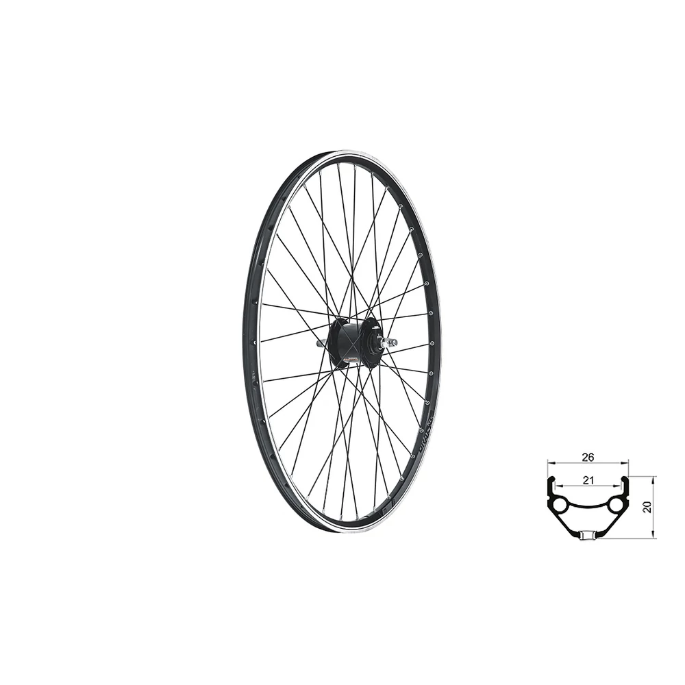 KLS DRAFT Dynamo V-brake, 28/29", black fűzött első kerék