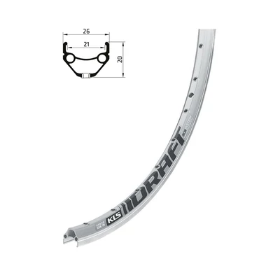 KLS DRAFT csiszolt Abroncs, 32H, 1 Nit, AV, 26" silver